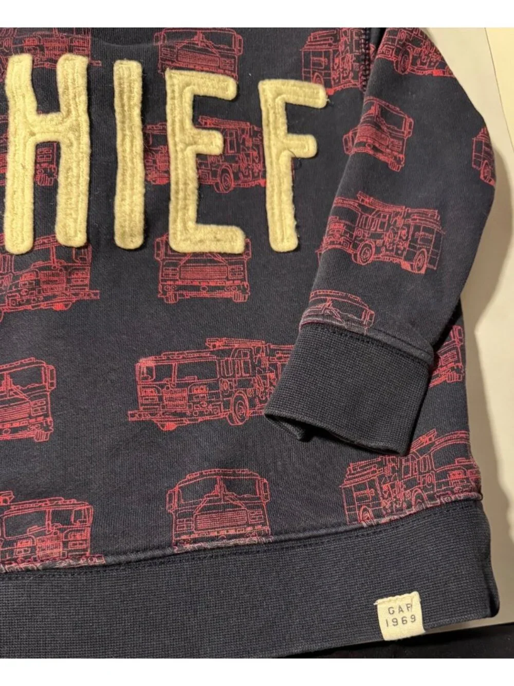 Baby Gap Fire Truck Rescue Sweatshirt Size 2T | “CHIEF” Graphic Toddler Pullover